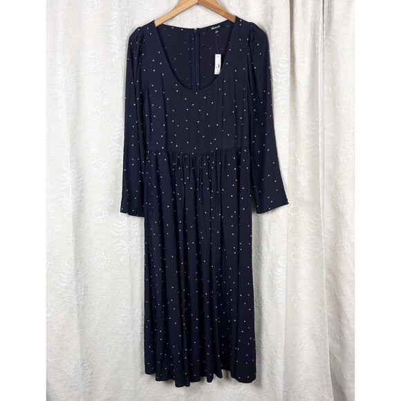 Madewell Alicia Long-Sleeve Scoopneck Midi Dress in Night Stars - Picture 2 of 11